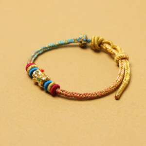 CHOW SANG SANG 周生生  999 24K Solid Gold Cultural Blessing 999 24K Solid Gold Auspicious Pixiu Charm Embroidered Bracelet for Women 23cm 95534B#12.12