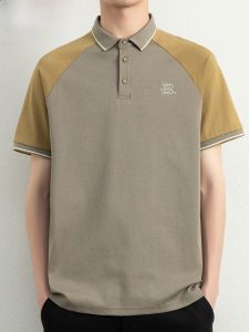 HENGYUANXIANG | Hengyuanxiang Mens Short Sleeve POLO Shirt Summer New Color Block Design Turn-down Collar Half Sleeve Top Breathable Cotton Polyester Blend