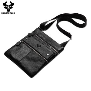 HUMERPAUL Genuine Leather Mens Crossbody Bags Large Capacity Shoulder Sling Bag Multifunction Short Travel Messenger Pack