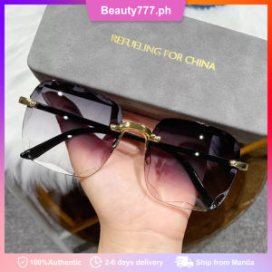 Original Square Frame Sunglasses for Women Retro Fashion Square Gradient Lens Rimless Women Sunglasses