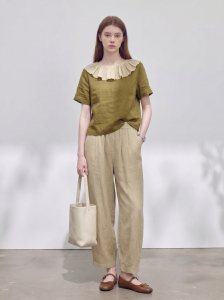 GULILI | Linen Ruffled Short Sleeve Top Wide Leg Pants Summer Set