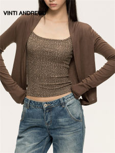 Leopard Print Sun Protection Camisole & Cardigan Set Slimming Tops
