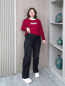 High Waist Straight Leg Denim Jeans Womens Spring Autumn New Large Size Loose Elastic Casual Floor-Length Pants