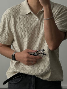 Ssumenam | Retro Luxury Style Polo Shirt Breathable Knit With Twill Texture