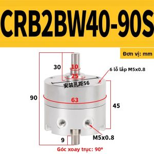 Bộ Truyền Động Quay Cánh Gạt Đôi Dòng CRB2BW Xi Lanh Khí Nén Chuyển Động Xoay 20-180S 30-270S 40-90S 15-180S - AIRSLG