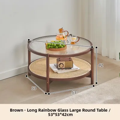 ZHUTING | Round Japanese Rattan Wooden Coffee Table
