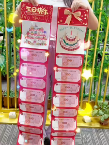 3D Cake Red Envelope Folding Stretchable Musical Light Up Surprise Birthday Money Holder Creative Hadiah Hari Jadi