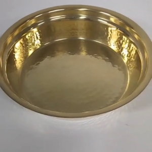 Large Hammered Brass Paraat | Traditional Brass Bowl for Dough Kneading Mixing Serving & Pooja Use | 12 x 3 Inches | 1 Pc