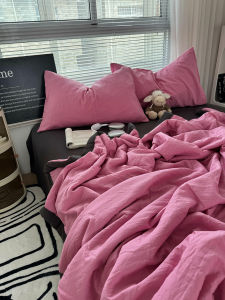 Ultra Soft Washed Cotton Summer Quilt Set Student Air Conditioner Quilt Three Piece Thin Quilt Pink Floral Design Bedding