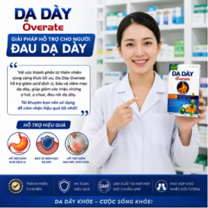 Dạ Dày Overate Viên Uống Chính Hãng – Giảm Ợ Chua Trào Ngược Bảo Vệ Niêm Mạc Dạ Dày Hộp 40 viên