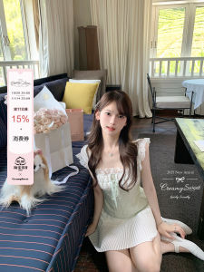 CreamySweet Mint Green Lace Trim Belted Top Womens Summer Shirt Stylish Patchwork Floral Embellishment Bowknot Waist-cinching