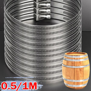 1M Stainless Steel Strap Clamp with Fasteners DIY Adjustable Live Buckle Worm Gear Tube Pipe Hose Clamps Air Ducting Clamp