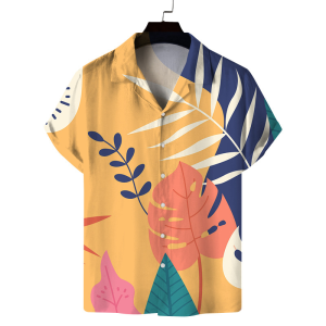 Mens Hawaiian Shirt New Abstract Plant Coconut Tree Print Summer Short Sleeve Casual Beach Vacation Button Shirt ...