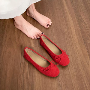 MIFEI | Leather Red Flats Soft Soled Ballet Pumps