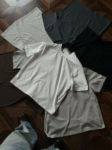 Áo Thun Nam Cổ Tròn Tay Ngắn Mùa Hè Thường Ngày Cổ Điển Cổ Nhỏ Đi Làm Phong Cách Retro Dáng Rộng Cotton Thoáng Khí Chống Nhăn