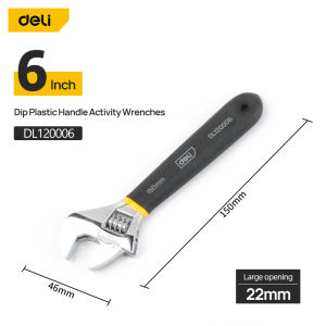 deli | Deli Adjustable Wrench Large Opening Long Handle Universal Spanner Dip Plastic Carbon Steel Mechanical Workshop Hand Repair Tool