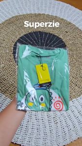 Baju anak cewek karakter binatang dinosaurus Sailor warna sage Lucu bahan adem sablon plastisol