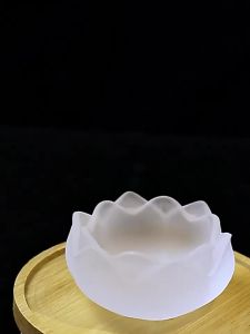 ⚑Lotus Shape Glass Incense BurnerFrosted Glass Incense Holder with 9-Hole Brass InsertDecorative Ash Catcher for Home & Office