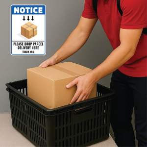 Sticker Sign Notice Please Drop Parcel Delivery Here