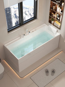 Home Use Acrylic Surfing Smart Square Bathtub Heating Massage Constant Temperature 1.2-1.8m with Faucet And Handrails