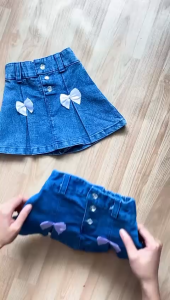 1-12tahun Rok Celana Anak Perempuan jeans Denim Pita Fashion OOTD Outfit anak Korea Kekinian