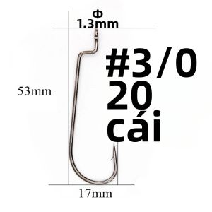 Bộ 20 Chiếc 9 Cỡ 5/0 # -6 # Móc Câu Cá Thép Carbon Cao Cấp Có Ngạnh Kiểu Xoắn Ốc Dùng Cho Câu Cá Biển Trên Thuyền