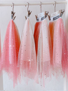 Shiny Star Princess Skirt Short Fairy Tale Embroidered Fluffy Tulle Skirt Short Girls Dreamy A-Line Skirt for Children