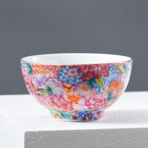 Enameled Ceramic Gongfu Tea Cup Creative Court Style Drinking Cup for Ladies Birthday Gifts Festival Gifts Nordic Style