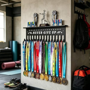Medal Holder Metal Medal Display Rack Wall‑Mounted For Soccer Swim Karate Sports