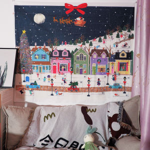 ผ้าพันตกแต่งห้องนอนสไตล์วินเทจฤดูหนาว ผ้าขนแกะสีแดงและสีขาว ผ้าคลุมเตียงแบบแขวน ผ้าคลุมเตียงแบบอบอุ่นสำหรับห้องพักชั่วคราว