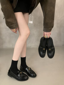 Giày Bệt Da Đen Thanh Lịch Cho Nữ Giày Bệt Da Đơn Phong Cách Anh Quốc Giày Bệt Da Nhỏ Thời Trang Mùa Xuân 2025