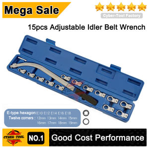15 Piece Ratcheting Serpentine Belt Wrench removal Tool Set