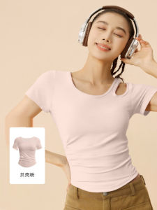 เสื้อโยคะแขนสั้นทรงสลิมฟิตสำหรับผู้หญิง ทรงเข้ารูป ระบายอากาศได้ดี แห้งเร็ว ดีไซน์เก๋ไก๋ สำหรับฤดูร้อนปี 2025