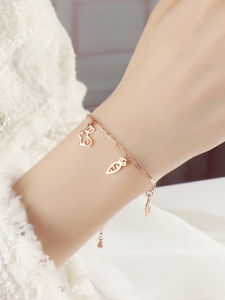 Rabbit Year Year of Fate Bracelet Womens Accessible Luxury Special-Interest Design Exquisite Titanium Steel Rose Gold Bracelet for the Besties Mori Style Non-Fading