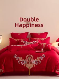 ZHIDING | Wedding Red New Chinese Style Bedding 4-Piece Set