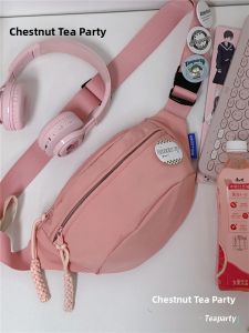 Red Cycling Sport Womens Crossbody Bag Simple Versatile Waist Bag Casual Leisure Slant Bag Small Bag Korean Style Summer Bag