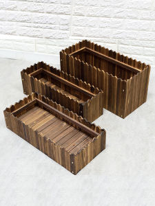 Large Caliber Outdoor Planting Box Long Rectangular Wooden
