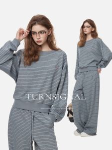 Turn Signal | Striped Knitted Casual Sport Suit Women