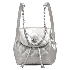 URCDN RDALVO | Latticed Chain Double Shoulder Bag Silver Multi-purpose Student and Commuter 2026 New Style