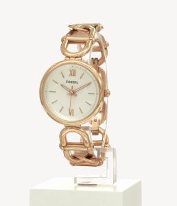 Đồng hồ nữ Fossil Carlie dây kim loại mặt 30 MM màu vàng hồng ES5273