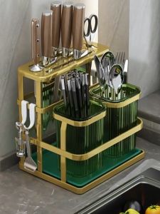 Inaso Rak Pisau Dapur Stainless Tempat Peralatan Makan Sendok Garpu Sumpit Makan Minimalis Rack Gantung Organizer Meja HRM158