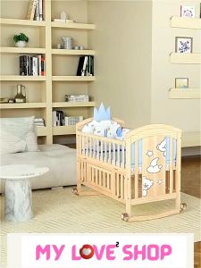 Snow White Colour Wooden Baby Cot / Baby Crib Multifunction