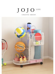 Portable Badminton Racket Dumbbell Basketball Storage Rack Multi-Sport Equipment Organizer Mobile Shelf for Fitness Fans