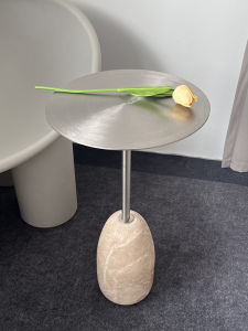 Natural Cave Stone Side Table Designer Style Living Room Sofa round Small Tea Table Bedroom Corner Table Wabi Sabi Aesthetic