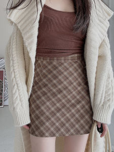 กระโปรงสั้นทรงเอเอวสูงลายสก็อตสไตล์ย้อนยุคสำหรับผู้หญิง กระโปรงสั้นทรงเอเข้ารูปเข้ารูปสไตล์วิทยาลัยสุดหรูหราสำหรับฤดูใบไม้ผลิ