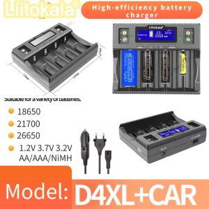 LiitoKala Lii-D4XL Smart Battery Charger for 32700 26650 18650 21700 18500 14500 16340 AA AAA - Li-ion Ni-MH Compatible Charger