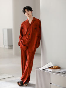 Home Comfort Mens Long Sleeve Cotton Pajamas Autumn Style Bamboo Design Lucky Year Red Color Home Wear Sleepwear Set