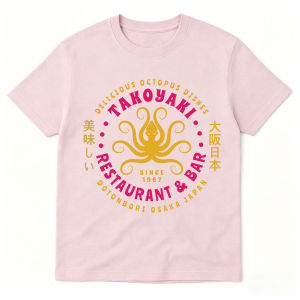 Sanrio | Takoyaki Restaurant and Bar Dotonbori Drunken Octopus T Shirts Women Japanese Style Oversized Cotton Short Sleeve T-Shirts Tops