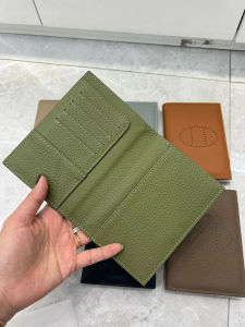 High-End Leather Hollow out Passport Holder Wallet Protective Cover Lychee Pattern Document Bag Trendy Korean Style Youth Bag