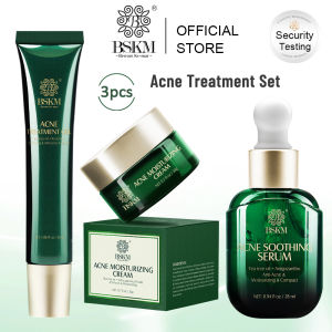 BSKM 3PCS Acne Treatment Set Skin Care Anti-Acne Serum+Face Cream+Acne Removal Gel Tea Tree Oil
